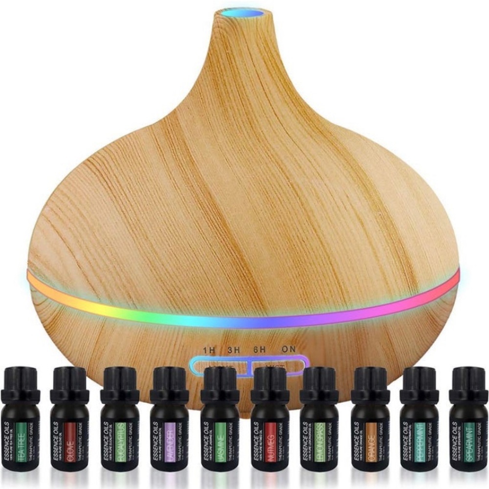PURE Aromatherapy Bundle Ultra Sonic Diffuser & 10 Essential Oils New in Box